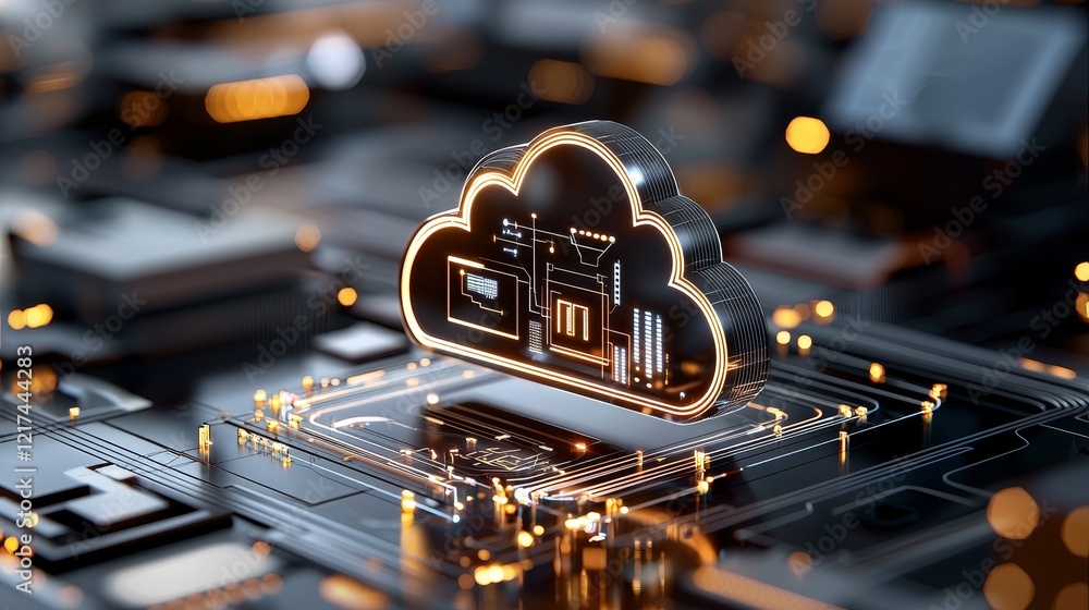 Poster cloud computing innovations transforming business efficiency technology sector digital visuals futur