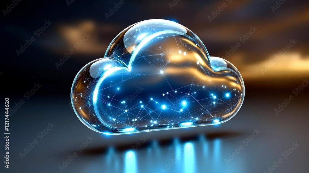 Poster innovative cloud computing solutions driving digital transformation technology sector 3d render virt
