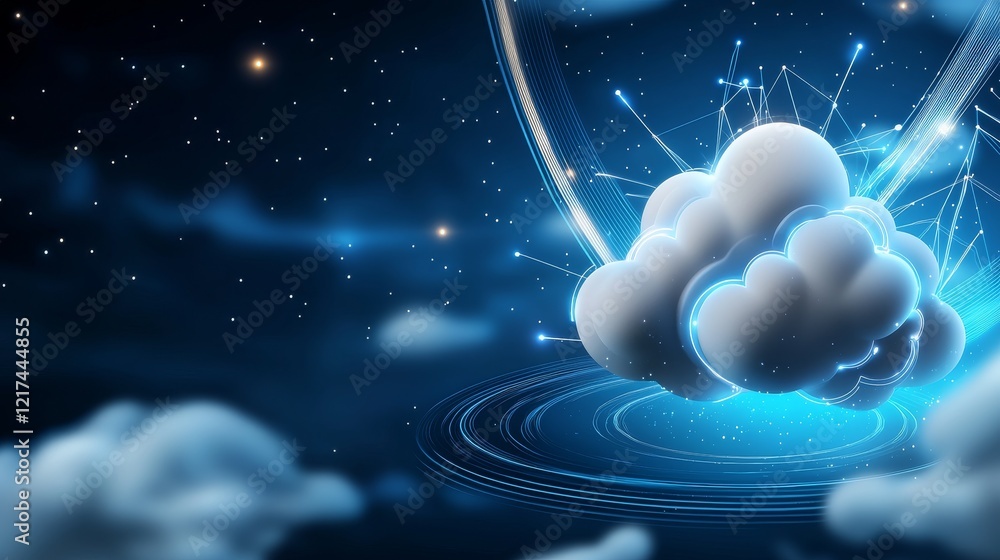 Poster cloud computing innovation digital realm abstract visualization futuristic atmosphere aerial perspec