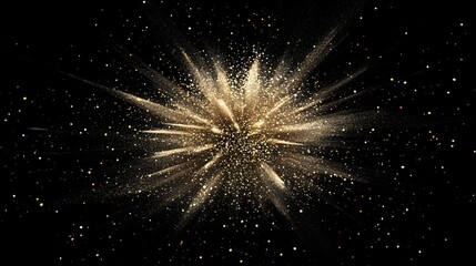 Fototapeta premium Golden Glitter Explosion over Dark Gradient Celebratory Luxury Background