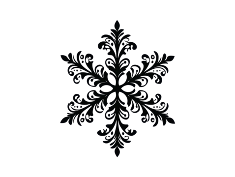 Isolated Black Ornamental Snowflake