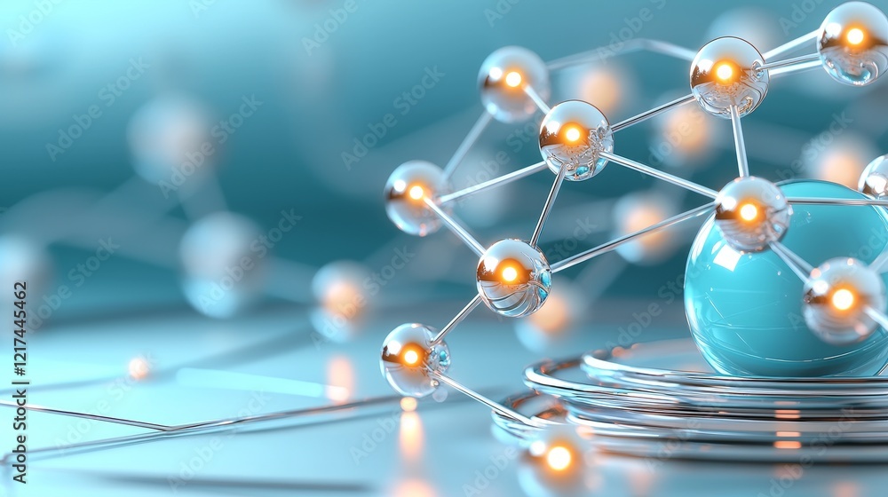 Aufkleber innovative atomic structures showcase scientific lab 3d visualization futuristic environment close-u
