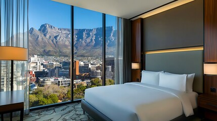 Luxury Cape Town hotel room, mountain view