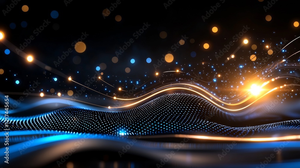 Poster dynamic light effects abstract digital space artistic visualization nighttime environment close-up v