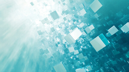 Abstract Geometric Background with White Cubes and Blue Lines. Abstract blue background.