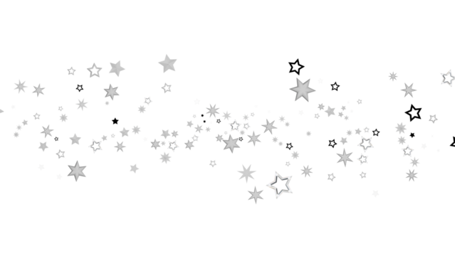 A digital illustration of many silver stars on a black background.