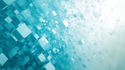 Abstract blue Mosaic with floating squares and sparkling light effects, Abstract background featuring light blue floating cubes arranged in a dynamic pattern, 