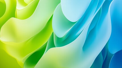 Green to Blue Abstract: Wavy Gradient Background - Made with Generative AI