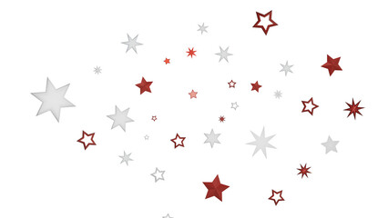 A simple design of white and red stars on a black background. The image could be used as a symbol of hope or inspiration or as a decorative element for a holiday or celebration.