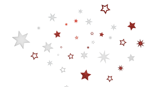 A simple design of white and red stars on a black background. The image could be used as a symbol of hope or inspiration or as a decorative element for a holiday or celebration. - Powered by Adobe