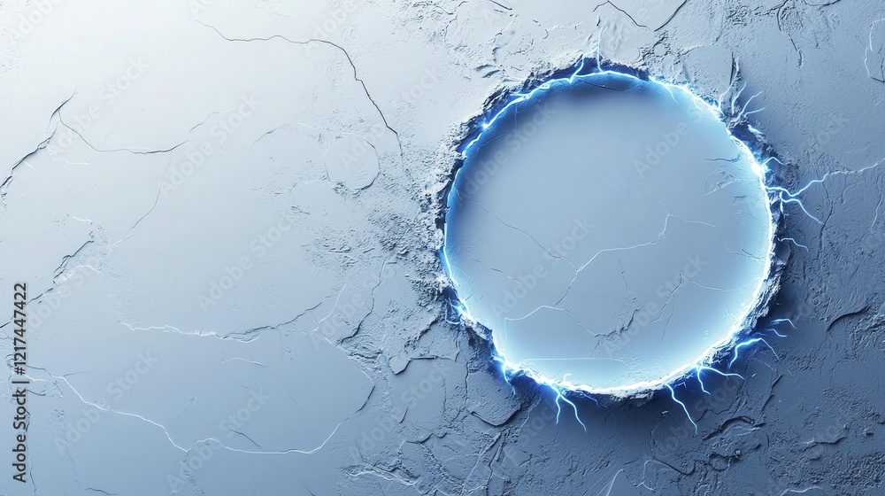 Aufkleber glowing electric circle with lightning effects on a textured background for abstract art and design 