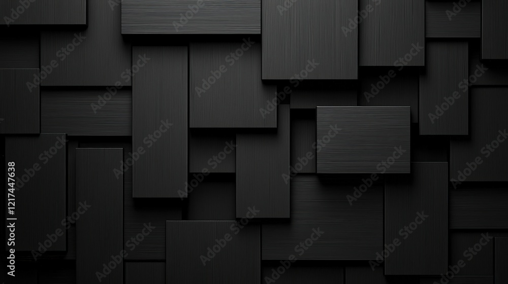 Aufkleber abstract black wall design with layered rectangular shapes showcasing modern minimalist aesthetics a