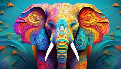 Multi Color 3D elephant