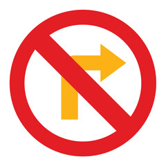 Vector Design No Right Turn Icon Style
