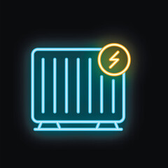 Neon electric radiator icon glowing on dark background is a vector illustration perfect for websites and presentations