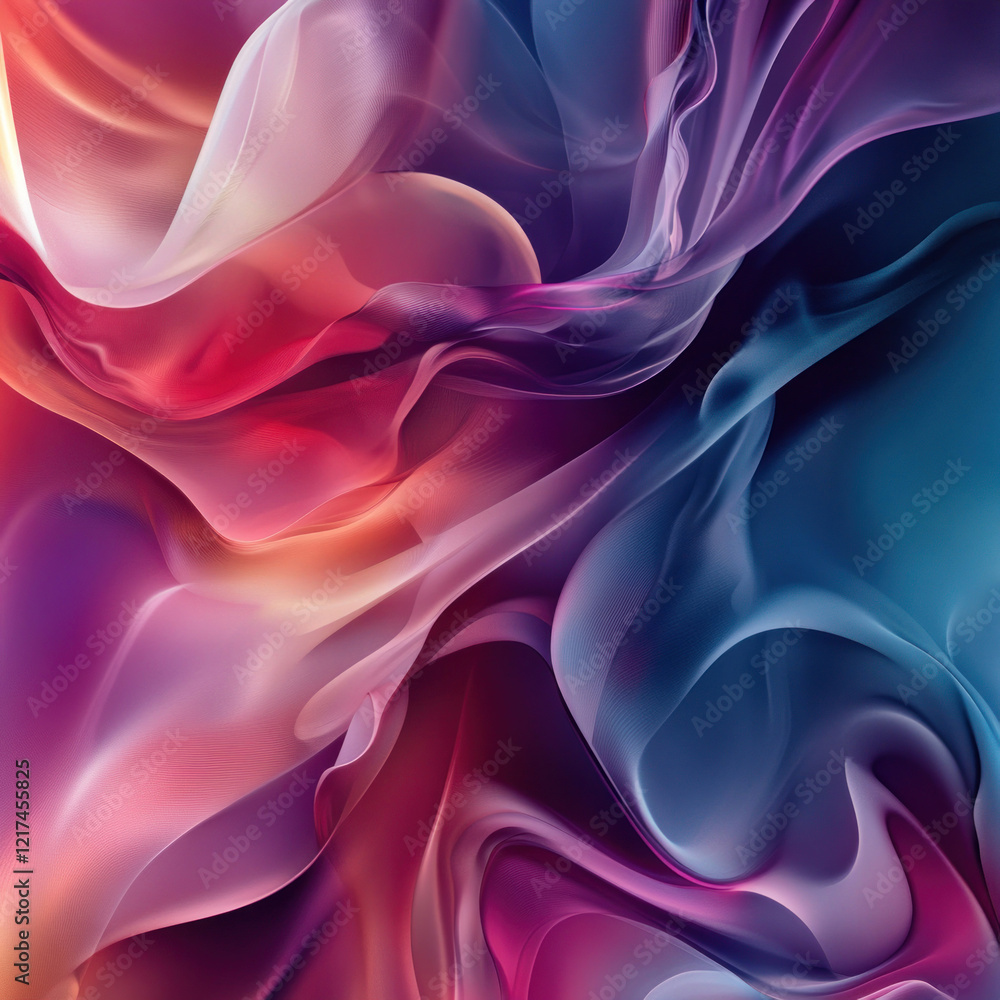 Poster an abstract composition of smooth lines and translucent color layers.