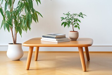 Stylish Wooden Coffee Table in a Modern Living Room