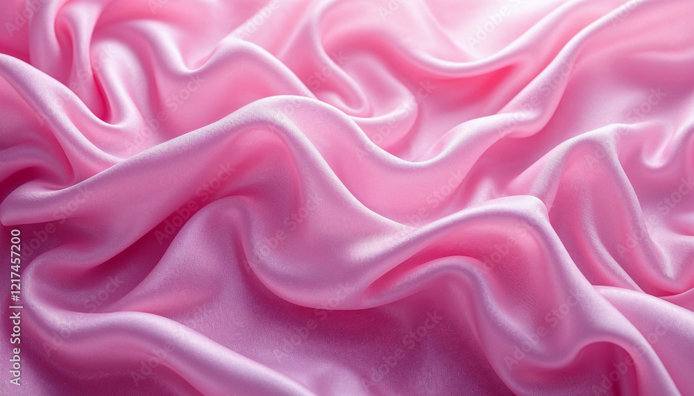 Aufkleber soft pink satin fabric draping elegantly with subtle waves and textures, creating a luxurious ambian