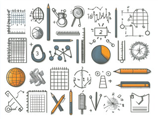 symbols of education in graphic style