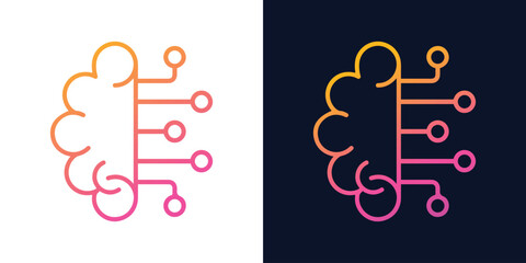 Artificial Intelligence AI Chip in Human Head. Artificial Intelligence icon with Machine learning, digital skills, generative AI, AI technology, algorithm, virtual intelligence and future