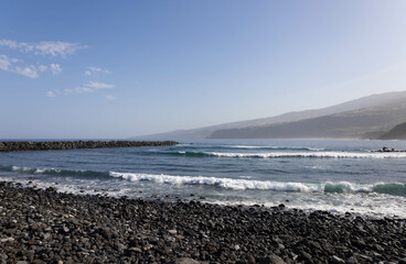 The pebble beach Playa de Martiánez in Puerto de la Cruz, Tenerife North.