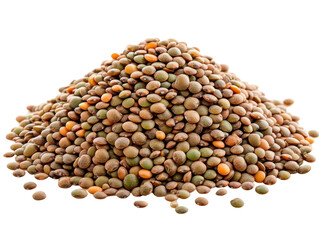 Isolated Heap of Brown and Green Lentils