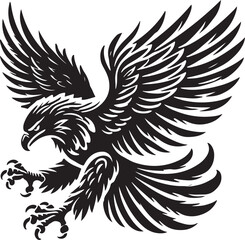 Obraz premium eagle silhouette drawing style photo black and white background. 