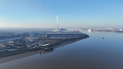 Fototapeta na wymiar Riverside Resource Recovery plant Bexley UK drone,aerial