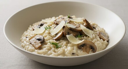 Creamy Risotto with Mushrooms and Parmesan Shavings