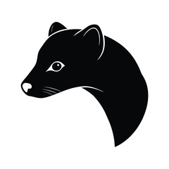 Weasel Head Silhouette Vector Art and Black Color Unique Weasel Head Illustration