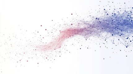 Abstract flowing network of interconnected dots and lines.