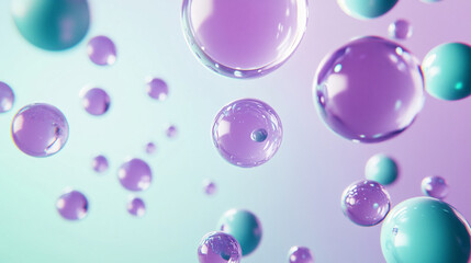Vibrant translucent bubbles float gracefully in a soft pastel setting, Vibrant Floating Spheres in Colorful Background