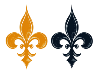 Isolated Fleur-de-lis Design in Gold and Black