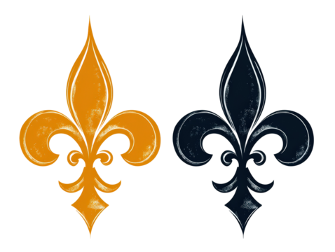 Isolated Fleur-de-lis Design in Gold and Black