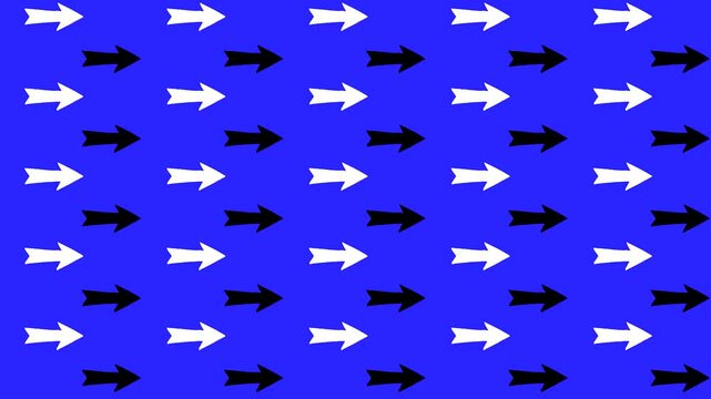 Opposite Direction Arrows Animation &ndash; Seamless Loop with Black and White Arrows on Blue Background for Conceptual, Motion, and Business Themes