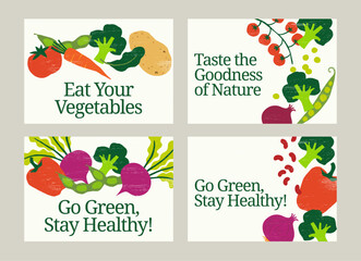 Set of 4 Vegetable Banner / Poster Designs