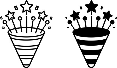 Confetti Icons. Black and White Vector Icons. Festive Decoration. Brazilian Carnival Concept