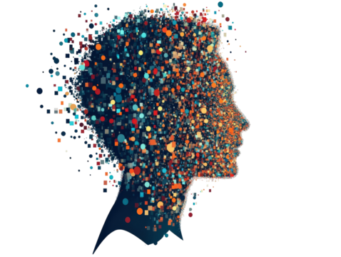 Isolated Abstract Profile Head Dispersion