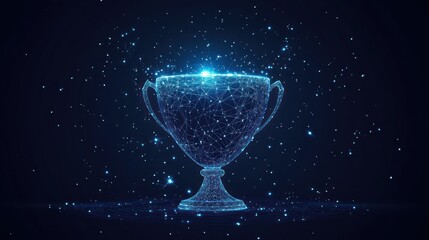 Glowing polygonal trophy.
