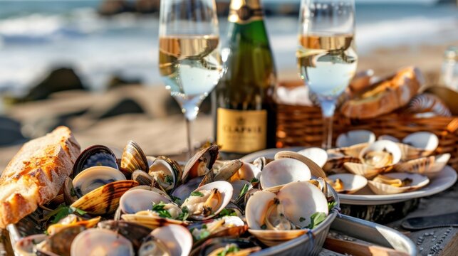 National Clams on the Half Shell Day Coastal dining experience with fresh seafood and champagne by the ocean