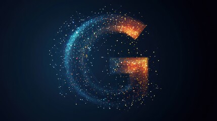 Glowing particle letter G.