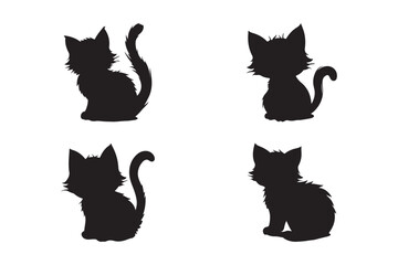 Cat Silhouette Vector Illustrations for Craft and Design Projects