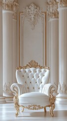 Elegant White Armchair in Ornate Classical Setting