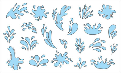 Fototapeta premium Blue water splash set. Vector illustration