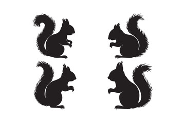 Silhouette Squirrel Vector Illustration Set for Craft Designs