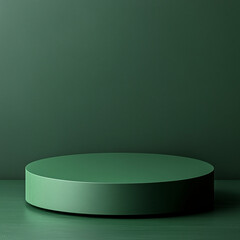 Green podium for product presentation with monochrome design theme