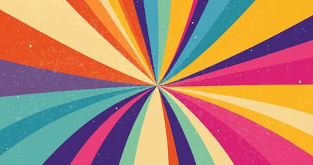 Retro Groovy Rainbow Stripes Illustration  1960s-Inspired Bold Colors and Swirling Patterns for Fun, Energetic, and Joyful Designs