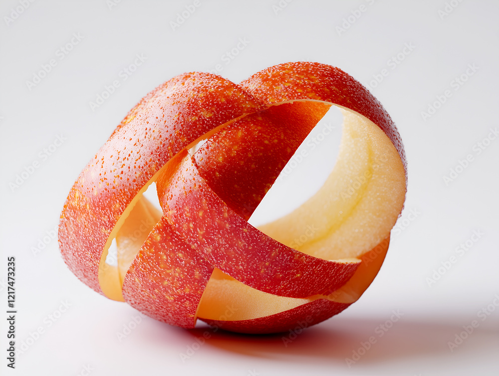 Poster a creatively arranged apple peel forms a unique and intricate shape, capturing a glimpse of the beau