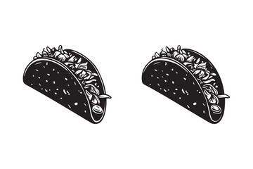 Taco Illustration Silhouette for Food and Restaurant Projects