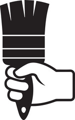 Hand Holding Paintbrush Icon Silhouette - Silhouette of a Hand Holding a Paintbrush Representing Creativity and Painting